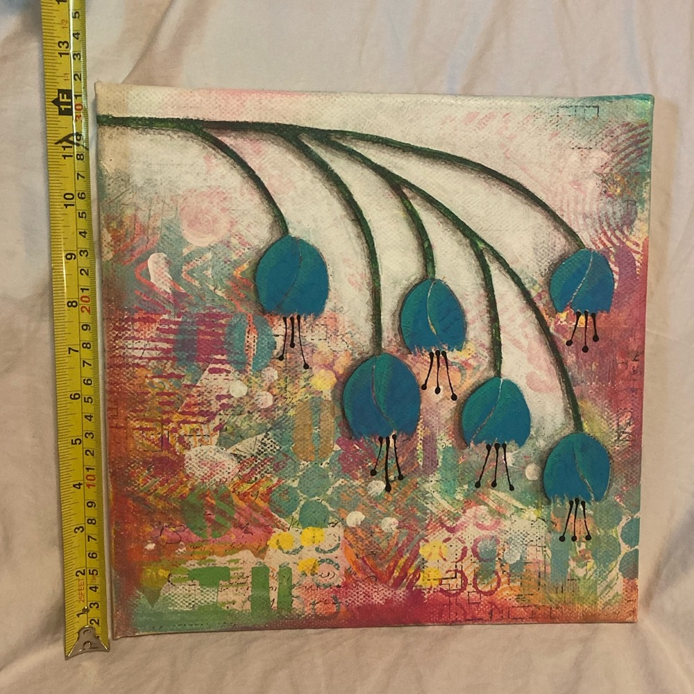 Handmade mixed media “minimalist flowers” canvas - Picture 4 of 4
